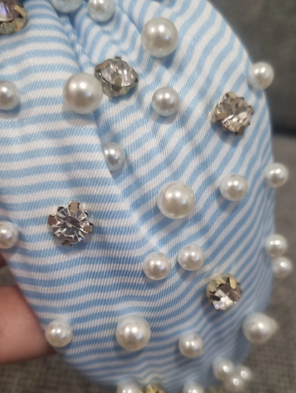 LILLY PULITZER Embellished Top Knot Wide Headband in Blue Stripe - Picture 6 of 10